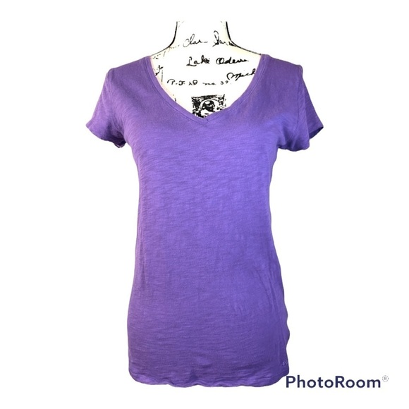 Aeropostale woman’s purple long v neck short sleeve tee Sz XL  W-17 - Picture 1 of 2